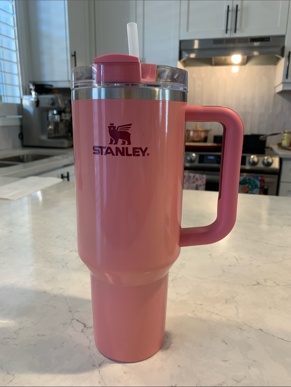 Stanley Pink Insulated Travel Mug with Handle and Straw Lid